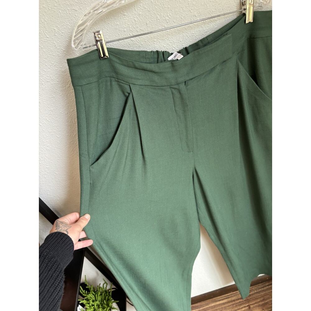 Veronica Beard Marbeau Wide Leg Voile Pleated High Rise Pants Green Size 16 NWOT - Picture 4 of 8